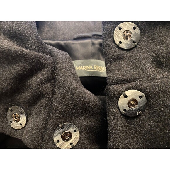 MARINA RINALDI Women's 27 US 18W WOOL CASHMERE Long Coat Jacket Dark Gray Trench - Picture 11 of 11